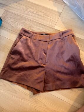 Express Corduroy High-Rise Shorts - Rust Brown